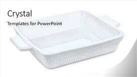  Presentation with ceramics - Audience pleasing presentation theme consisting of white empty ceramics baking dish backdrop and a white colored foreground