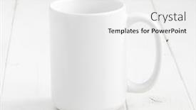  Presentation with empty - PPT layouts with white-empty-cup-on-planked background and a white colored foreground