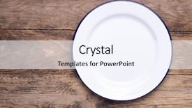  Presentation with white plate - Beautiful PPT theme featuring enamel plate on old wooden backdrop and a sky blue colored foreground
