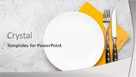 Presentation with table napkin - Beautiful theme featuring white-empty-plate-fork-knife backdrop and a white colored foreground
