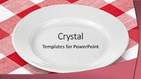  Presentation with tablecloth - Colorful PPT layouts enhanced with white empty plate on red backdrop and a white colored foreground