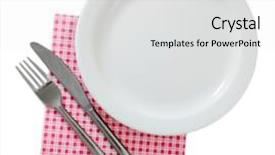  Presentation with white marble plate marble - Presentation theme enhanced with white empty plate with fork background and a light gray colored foreground