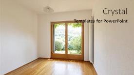  Presentation with nobody - Theme having white empty room with nature view nobody inside background and a mint green colored foreground