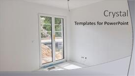  Presentation with room - Slide deck consisting of white-empty-room-with-patio background and a light gray colored foreground