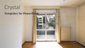  Presentation with nobody - Beautiful PPT layouts featuring white empty room with window and parquet room to be renovated nobody inside backdrop and a soft green colored foreground