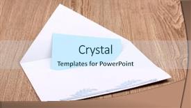  Presentation with envelope - PPT theme consisting of white envelope on wooden background background and a sky blue colored foreground