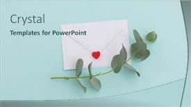  Presentation with romance - Presentation design consisting of white-envelope-with-heart background and a sky blue colored foreground