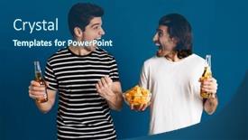  Presentation with two men on a judo - Beautiful slide deck featuring white-excited-two-men-screaming backdrop and a ocean colored foreground