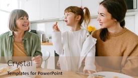  Presentation with breakfast - Presentation theme enhanced with white-family-laughing-and-having background and a coral colored foreground