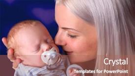  Presentation with child care - Presentation theme having white family - mother takes care about angel like child background and a coral colored foreground