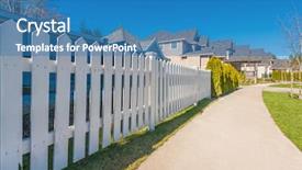  Presentation with green lawn - Cool new theme with white fence with green lawn backdrop and a teal colored foreground