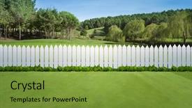  Presentation with art white gray grey - Slides enhanced with white fences on green grass background and a tawny brown colored foreground