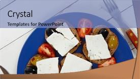  Presentation with greek feta cheese famous dairy - Amazing PPT layouts having white feta greek cheese sandwich backdrop and a teal colored foreground