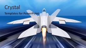  Presentation with fighter jet - PPT layouts enhanced with white fighter interceptor is landing background and a light blue colored foreground