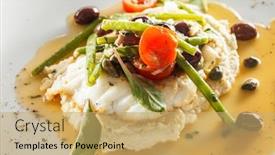  Presentation with cauliflower - Slide set featuring white fish with cauliflower puree background and a yellow colored foreground