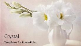  Presentation with flowers vase - Amazing slide deck having white flowers in a vase backdrop and a lemonade colored foreground