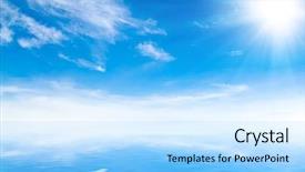  Presentation with sky rainbow - Presentation having white fluffy clouds with rainbow background and a light blue colored foreground