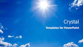  Presentation with sky rainbow - PPT layouts consisting of white-fluffy-clouds-with-rainbow background and a teal colored foreground