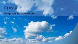  Presentation with sky rainbow - Presentation featuring white-fluffy-clouds-with-rainbow background and a light blue colored foreground