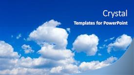  Presentation with sky rainbow - PPT theme having white-fluffy-clouds-with-rainbow background and a dark gray colored foreground