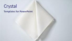  Presentation with napkin - Audience pleasing PPT theme consisting of white folded napkin on white backdrop and a sky blue colored foreground