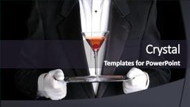  Presentation with butler - Cool new presentation theme with white formal - butler holding a cocktail backdrop and a wine colored foreground