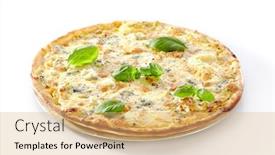  Presentation with white cheese - Beautiful PPT theme featuring white-four-cheeses-pizza backdrop and a coral colored foreground