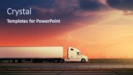  Presentation with driving road - Amazing theme having white-freight-truck-driving backdrop and a ocean colored foreground