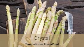  Presentation with royal - Audience pleasing slide deck consisting of white-fresh-asparagus-sprouts backdrop and a coral colored foreground