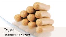  Presentation with fat - Colorful presentation theme enhanced with white fresh pork fat sausage on white backdrop and a coral colored foreground