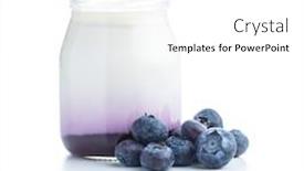  Presentation with blueberries - Presentation having white-fruity-yogurt-in-jar background and a white colored foreground