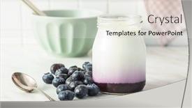  Presentation with blueberries - Audience pleasing presentation theme consisting of white-fruity-yogurt-in-jar backdrop and a sky blue colored foreground