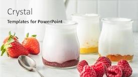  Presentation with yogurt - Cool new presentation design with white-fruity-yogurt-in-jar backdrop and a white colored foreground