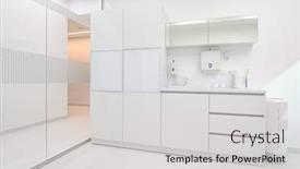  Presentation with dentistry - Colorful presentation theme enhanced with white-furniture-in-modern-dentistry backdrop and a light gray colored foreground