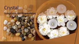  Presentation with peppermint candy cane on white - Cool new slides with white gardenia candle in wooden backdrop and a  colored foreground