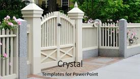  Presentation with craftsmanship - Cool new PPT theme with white gate and fence backdrop and a light gray colored foreground