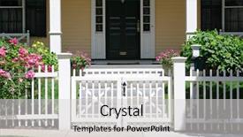  Presentation with white house - Audience pleasing presentation theme consisting of white gate and picket fence backdrop and a light gray colored foreground