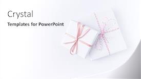  Presentation with pink ribbon - Colorful presentation theme enhanced with white-gift-boxes-with-pink backdrop and a sky blue colored foreground