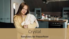  Presentation with bunny - Presentation theme consisting of white-girl-smiling-while-standing background and a coral colored foreground