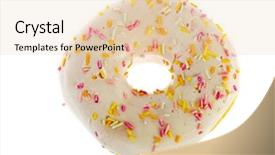  Presentation with sprinkles - Presentation theme having white glazed donut with colorful sprinkles on top background and a lemonade colored foreground