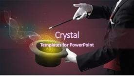  Presentation with illusionist - Amazing slide set having white glove and magic wand backdrop and a tawny brown colored foreground