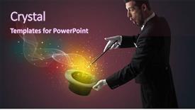  Presentation with magic wand - Presentation theme with white glove and magic wand background and a tawny brown colored foreground