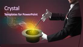  Presentation with magic wand - Amazing slide set having white glove and magic wand backdrop and a tawny brown colored foreground