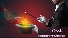 Presentation with magic wand - PPT theme consisting of white glove and magic wand background and a wine colored foreground