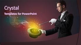  Presentation with magic wand - Audience pleasing presentation theme consisting of white glove and magic wand backdrop and a tawny brown colored foreground