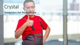  Presentation with furniture - Cool new theme with white glove delivery - young furniture carpenter in industrial backdrop and a  colored foreground