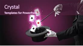  Presentation with magic wand - Amazing PPT layouts having lustrous - magician with white gloves conjuring backdrop and a tawny brown colored foreground