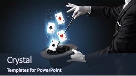  Presentation with magic wand - Slide set enhanced with lustrous - magician with white gloves conjuring background and a tawny brown colored foreground