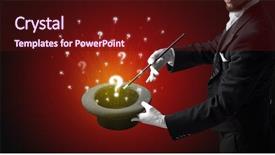  Presentation with cylinder - PPT theme with white gloves from a cylinder background and a wine colored foreground