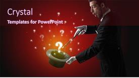  Presentation with cylinder - Cool new presentation theme with white gloves from a cylinder conjure lighting question signs backdrop and a wine colored foreground